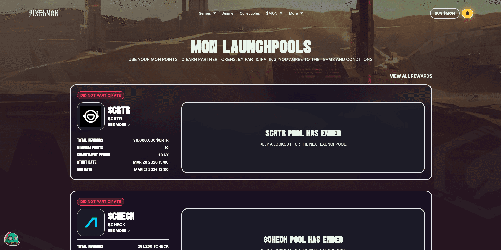 Mon Protocol Launchpool screenshot